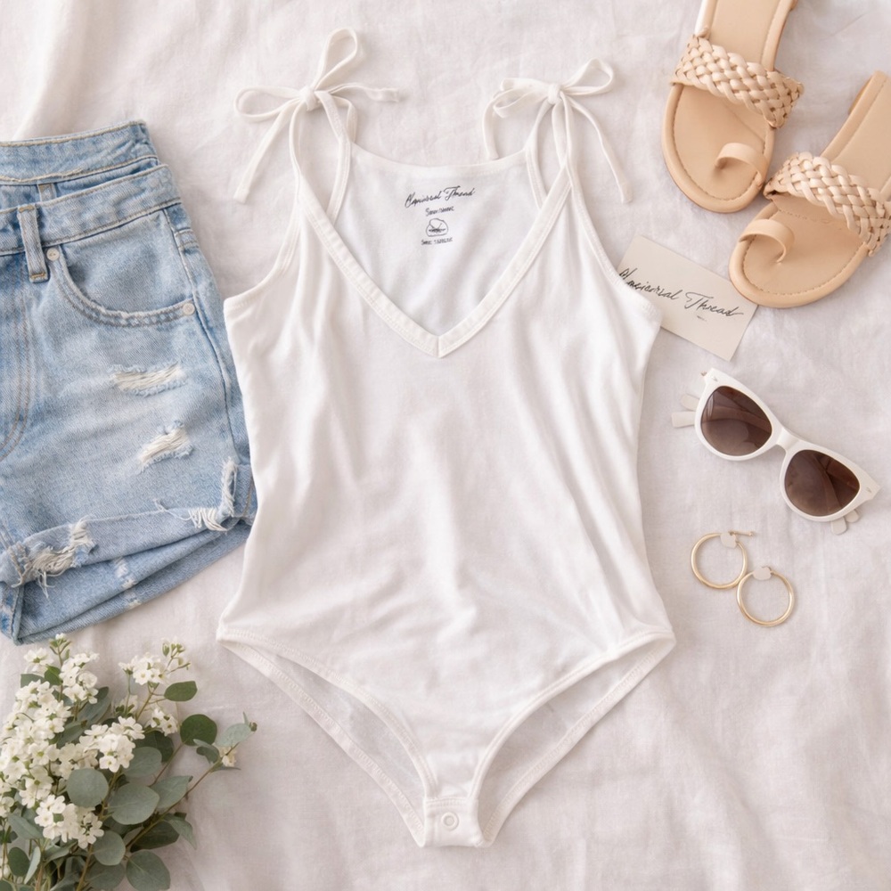 Universal Thread White Tie-Strap Bodysuit Tank | Racerback | Size XXL